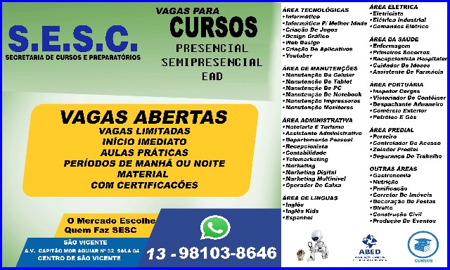 Cursos no sesc